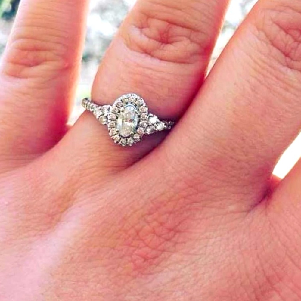 14k white gold. 1/2ct Engagement w/ Diamond band